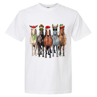Horse Christmas Lights Holiday Season Xmas Garment-Dyed Heavyweight T-Shirt