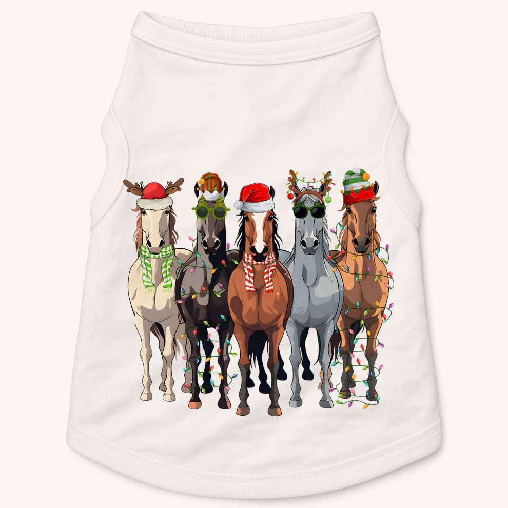 Horse Christmas Lights Holiday Season Xmas Doggie Tank
