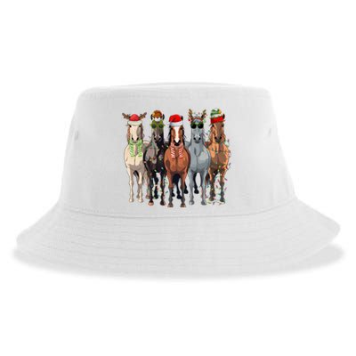 Horse Christmas Lights Holiday Season Xmas Sustainable Bucket Hat