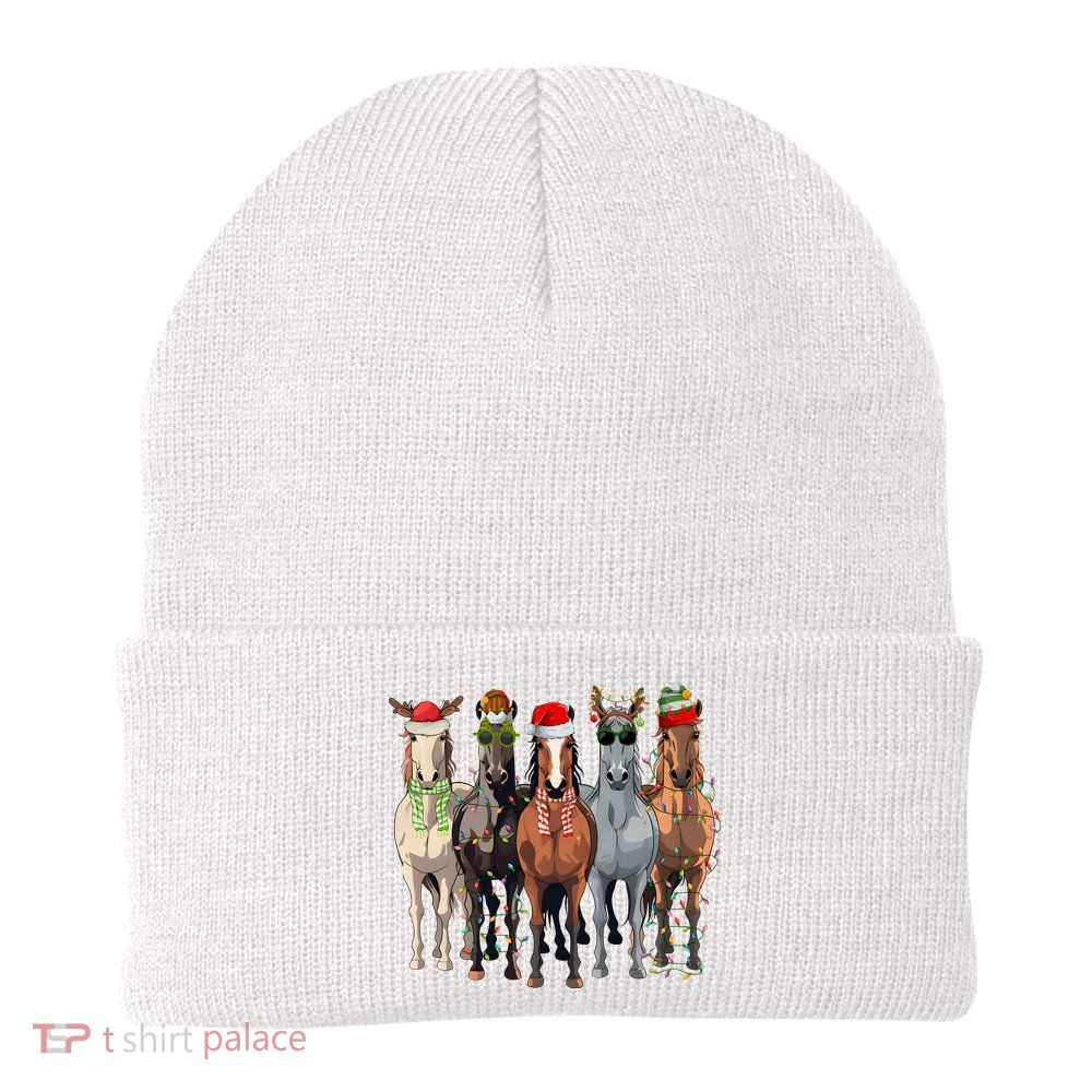 Horse Christmas Lights Holiday Season Xmas Beanie