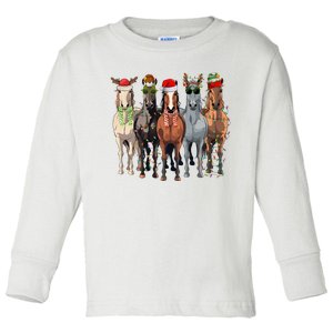 Horse Christmas Lights Holiday Season Xmas Toddler Long Sleeve Shirt