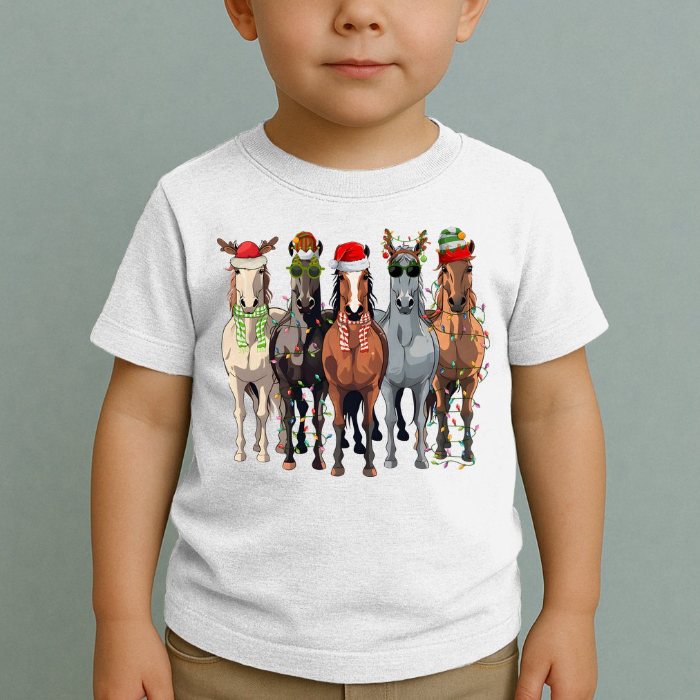 Horse Christmas Lights Holiday Season Xmas Toddler T-Shirt