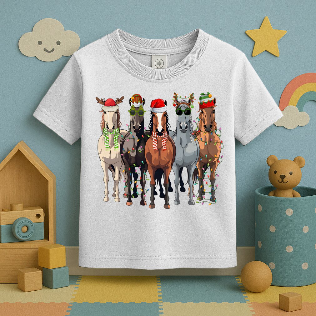 Horse Christmas Lights Holiday Season Xmas Toddler T-Shirt
