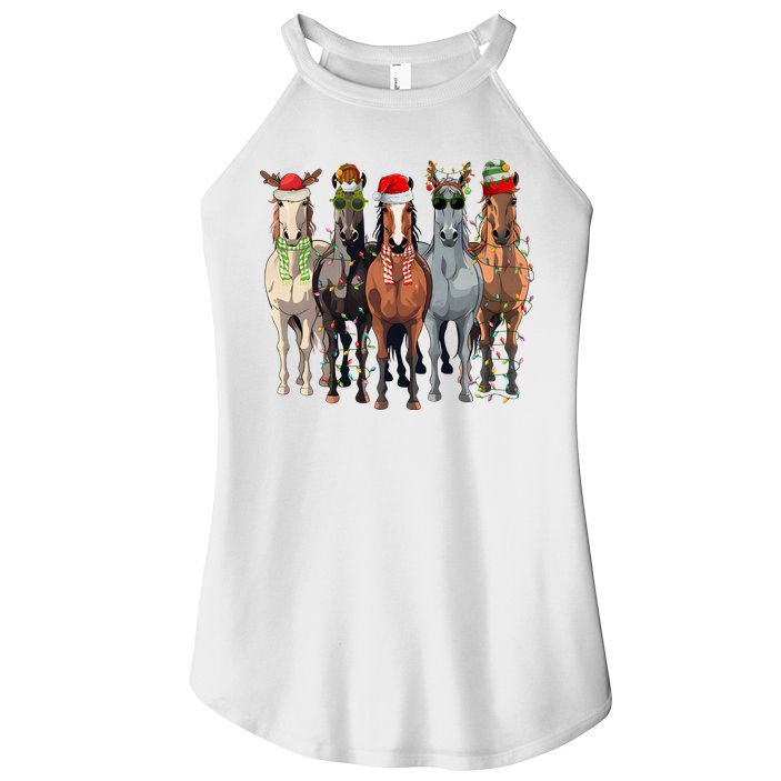 Horse Christmas Lights Holiday Season Xmas Women's Perfect Tri Rocker Tank