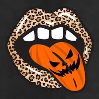 Halloween Cheetah Lips Pumpkin 7 Panel Mesh Trucker Snapback Hat