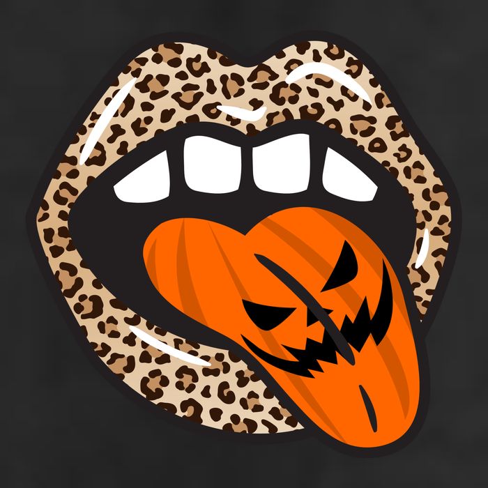 Halloween Cheetah Lips Pumpkin 7 Panel Mesh Trucker Snapback Hat
