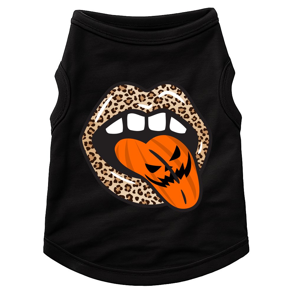 Halloween Cheetah Lips Pumpkin Doggie Tank