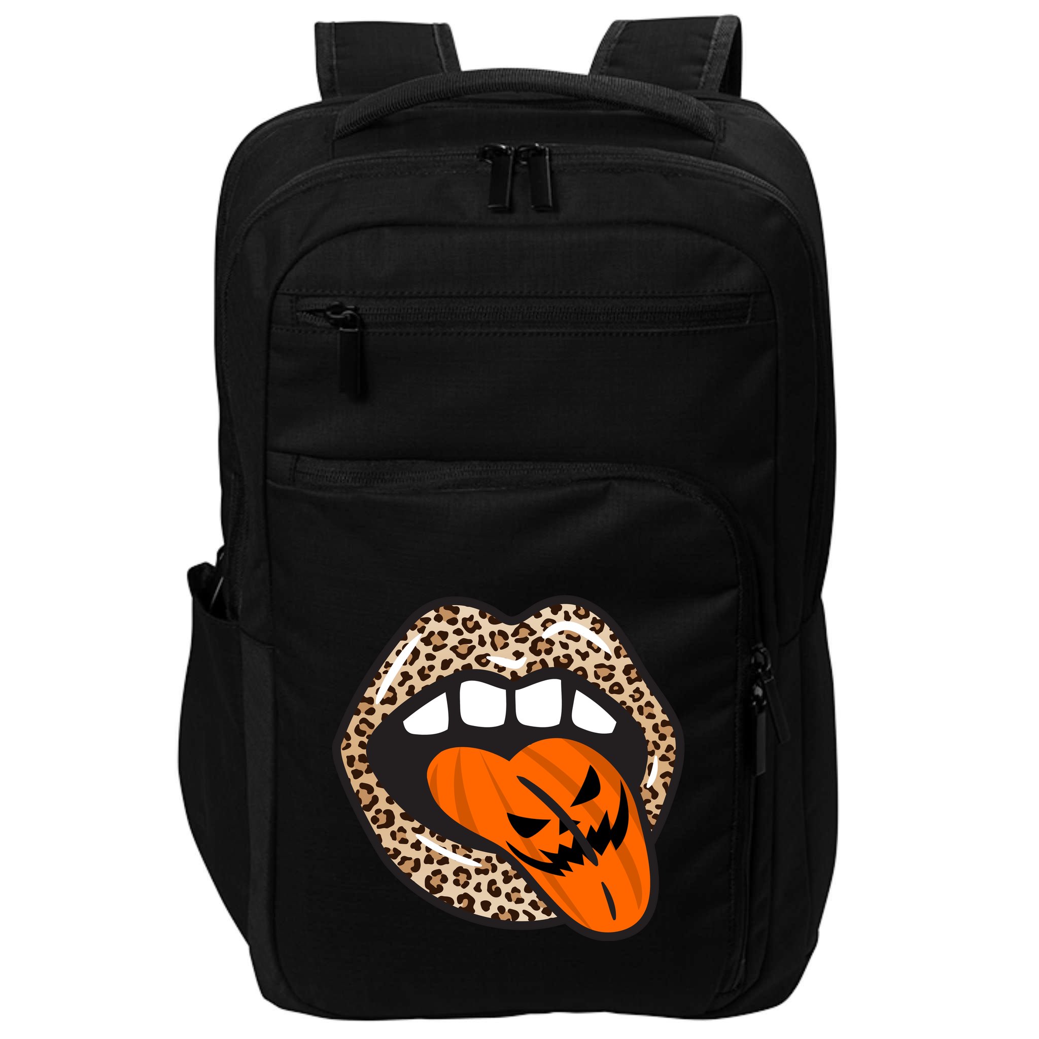Halloween Cheetah Lips Pumpkin Impact Tech Backpack