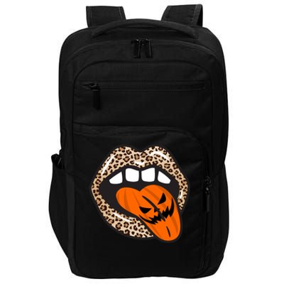 Halloween Cheetah Lips Pumpkin Impact Tech Backpack