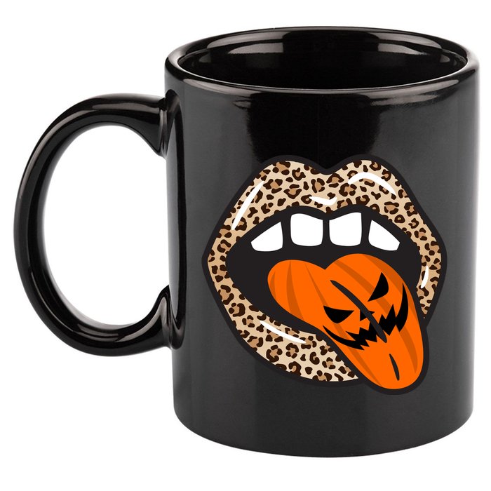 Halloween Cheetah Lips Pumpkin 11oz C Handle Ceramic Mug