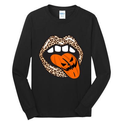 Halloween Cheetah Lips Pumpkin Tall Long Sleeve T-Shirt