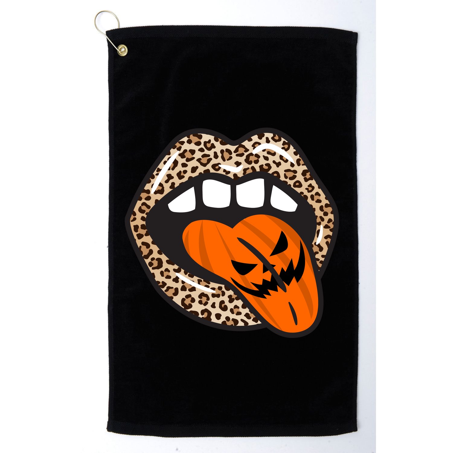 Halloween Cheetah Lips Pumpkin Golf Towel