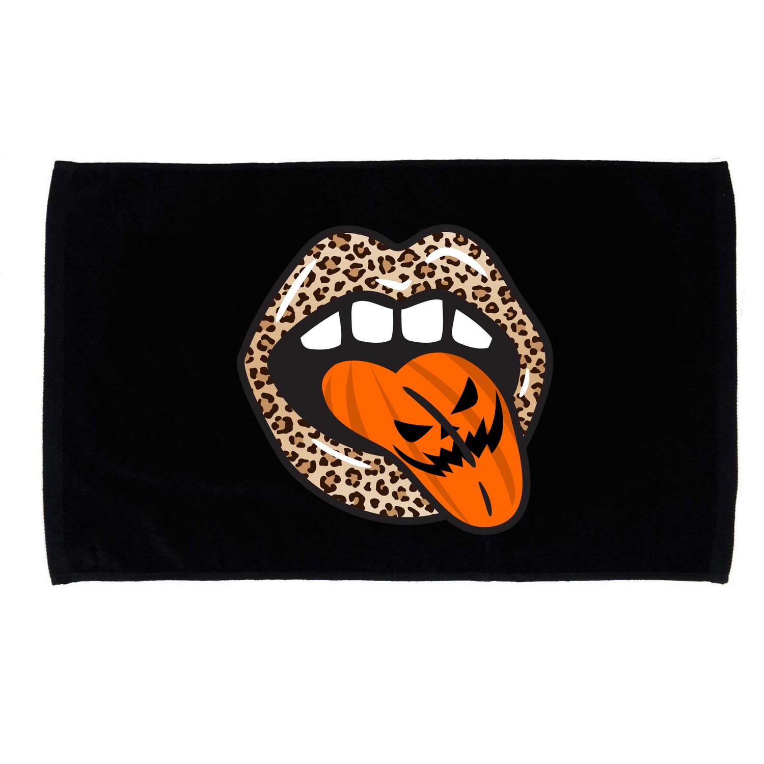 Halloween Cheetah Lips Pumpkin Microfiber Hand Towel