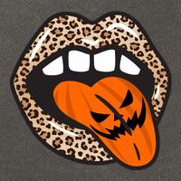 Halloween Cheetah Lips Pumpkin Cotton Canvas Backpack