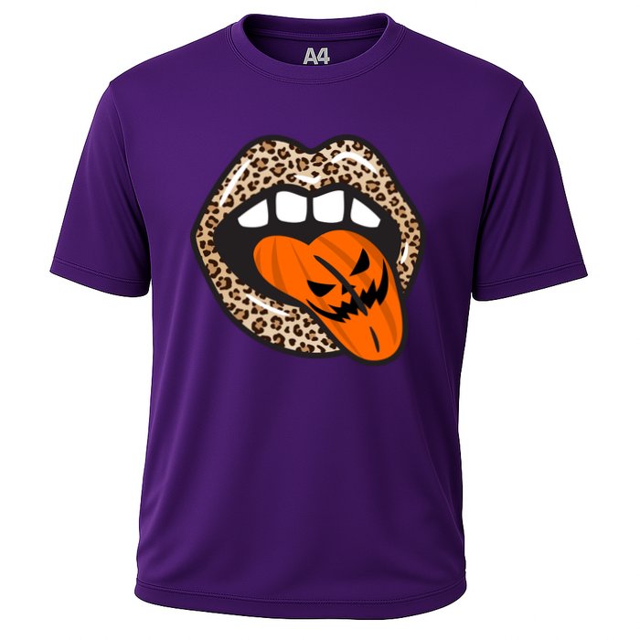 Halloween Cheetah Lips Pumpkin Cooling Performance Crew T-Shirt