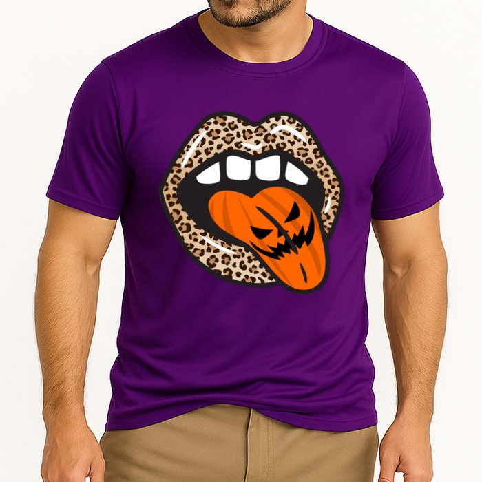 Halloween Cheetah Lips Pumpkin Cooling Performance Crew T-Shirt