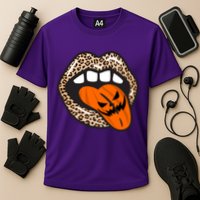 Halloween Cheetah Lips Pumpkin Cooling Performance Crew T-Shirt