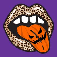 Halloween Cheetah Lips Pumpkin Long Sleeve Shirt