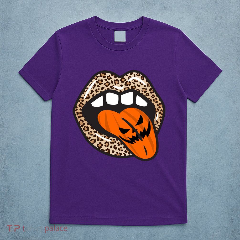 Halloween Cheetah Lips Pumpkin T-Shirt