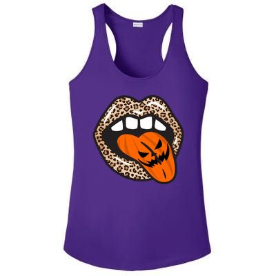 Halloween Cheetah Lips Pumpkin Ladies PosiCharge Competitor Racerback Tank