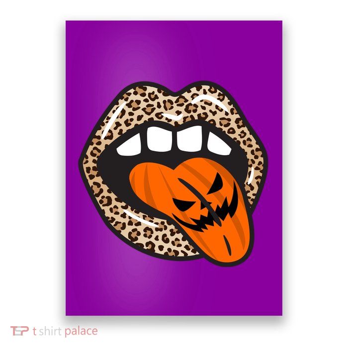 Halloween Cheetah Lips Pumpkin Poster