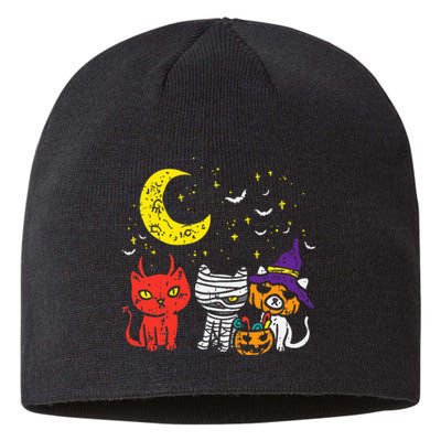 Halloween Cat Lover Gift Adorable Kitten Mummy Pumpkin Devil Sustainable Beanie