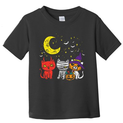 Halloween Cat Lover Gift Adorable Kitten Mummy Pumpkin Devil Toddler T-Shirt