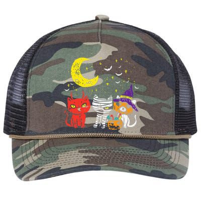 Halloween Cat Lover Gift Adorable Kitten Mummy Pumpkin Devil Retro Rope Trucker Hat Cap