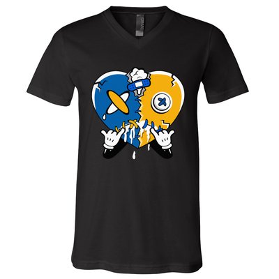 Heart Crying Lover Dunk Low Blue Jay Matching V-Neck T-Shirt