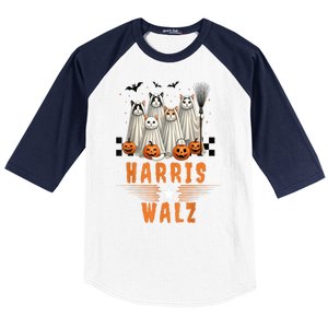 Halloween Cat Lovers Harris Waltz 2024 Vice President Gift Baseball Sleeve Shirt