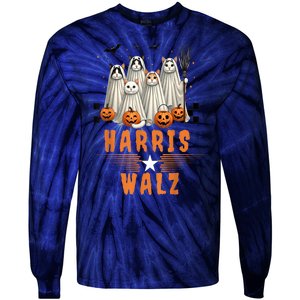 Halloween Cat Lovers Harris Waltz 2024 Vice President Gift Tie-Dye Long Sleeve Shirt