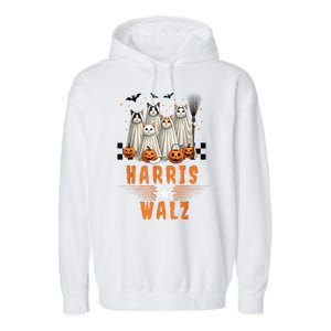 Halloween Cat Lovers Harris Waltz 2024 Vice President Gift Garment-Dyed Fleece Hoodie