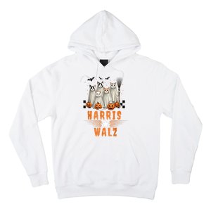 Halloween Cat Lovers Harris Waltz 2024 Vice President Gift Hoodie