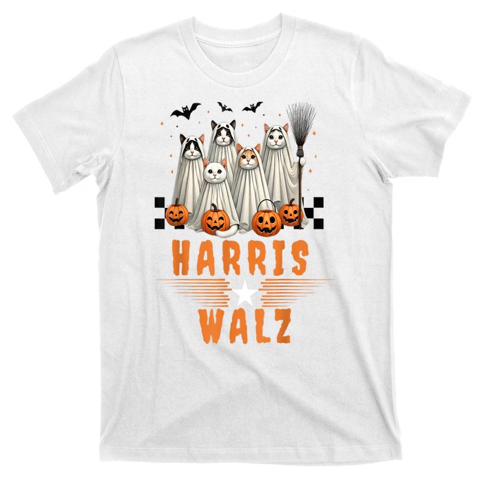 Halloween Cat Lovers Harris Waltz 2024 Vice President Gift T-Shirt