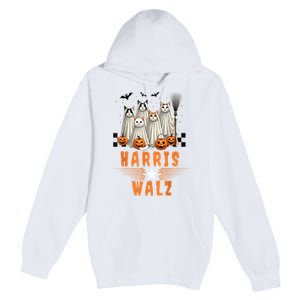 Halloween Cat Lovers Harris Waltz 2024 Vice President Gift Premium Pullover Hoodie