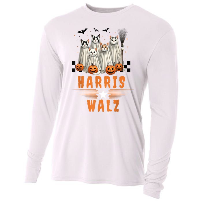 Halloween Cat Lovers Harris Waltz 2024 Vice President Gift Cooling Performance Long Sleeve Crew