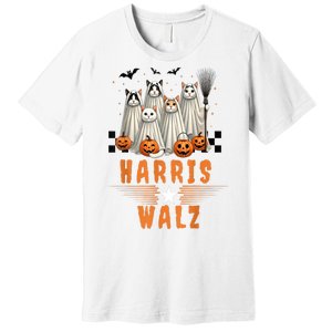 Halloween Cat Lovers Harris Waltz 2024 Vice President Gift Premium T-Shirt