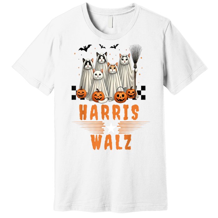 Halloween Cat Lovers Harris Waltz 2024 Vice President Gift Premium T-Shirt