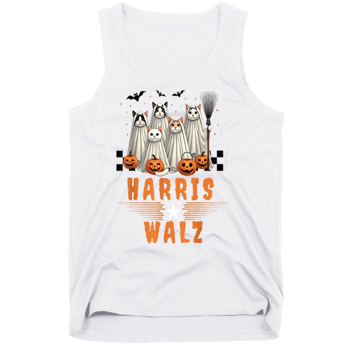 Halloween Cat Lovers Harris Waltz 2024 Vice President Gift Tank Top