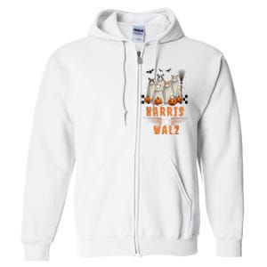 Halloween Cat Lovers Harris Waltz 2024 Vice President Gift Full Zip Hoodie