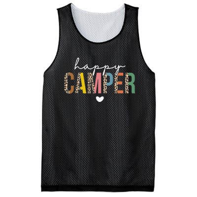 Happy Camper Leopard Camping Lover Outdoor Activities Camper Mesh Reversible Basketball Jersey Tank