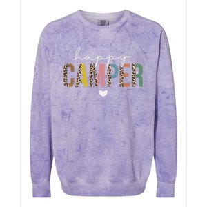 Happy Camper Leopard Camping Lover Outdoor Activities Camper Colorblast Crewneck Sweatshirt