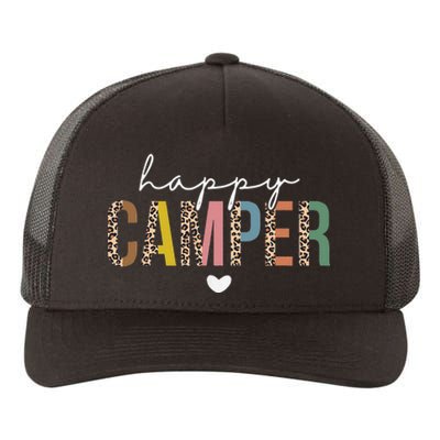 Happy Camper Leopard Camping Lover Outdoor Activities Camper Yupoong Adult 5-Panel Trucker Hat