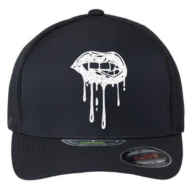 Halloween Cute Lady Vampire Fangs Teeth Female Lips Bloody Gift Flexfit Unipanel Trucker Cap