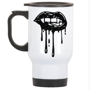 Halloween Cute Lady Vampire Fangs Teeth Female Lips Bloody Gift Stainless Steel Travel Mug