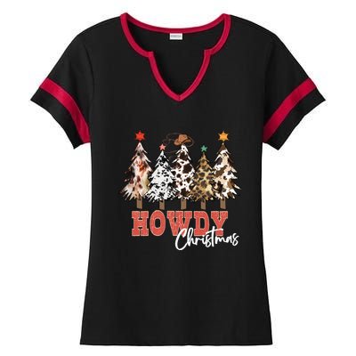 Howdy Christmas Merry Country Christmas Gift Ladies Halftime Notch Neck Tee