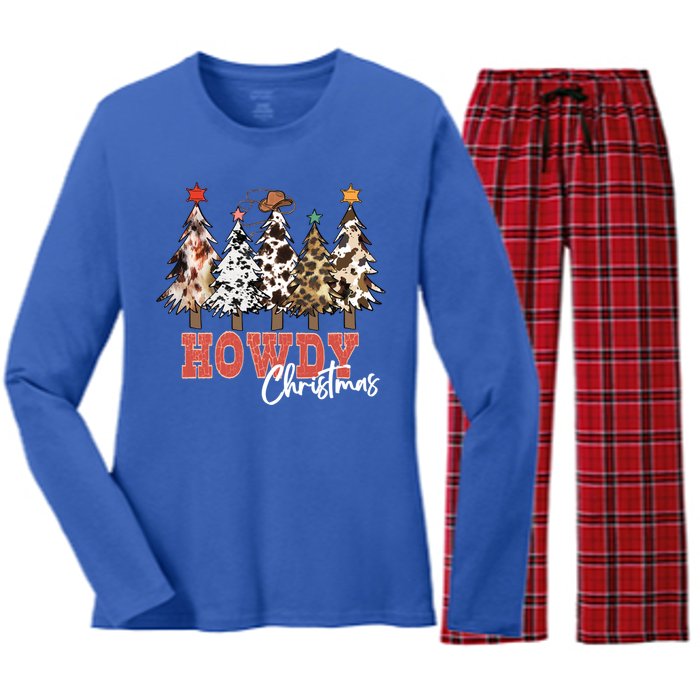 Howdy Christmas Merry Country Christmas Gift Women's Long Sleeve Flannel Pajama Set 