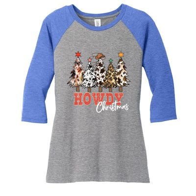 Howdy Christmas Merry Country Christmas Gift Women's Tri-Blend 3/4-Sleeve Raglan Shirt