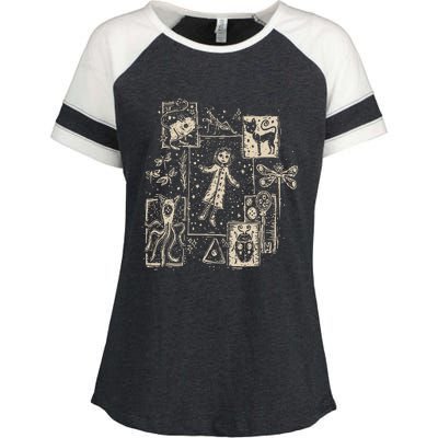 Horror Coraline Movie Enza Ladies Jersey Colorblock Tee