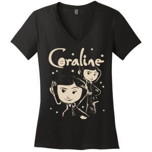 Horror Coraline Movie Women's V-Neck T-Shirt